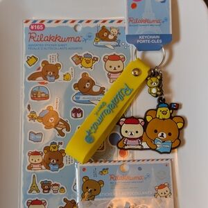Rilakkuma In Paris Stickers & Keychain Wristlet